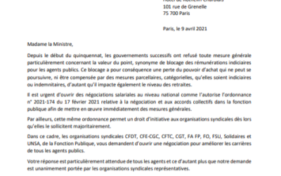 Lettre intersyndicale à la ministre de la transformation et de la fonction publique