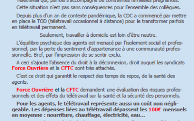 Tribune CFTC FO mai 2021 : Télétravail